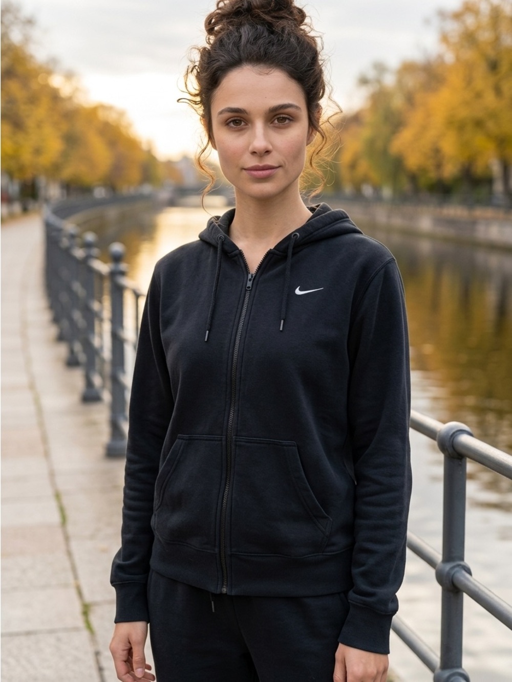 Nike Women’s Black Zip-Up Hoodie with Swoosh